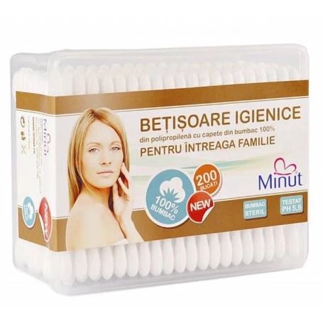 Betisoare de urechi, 200 bucati, Minut