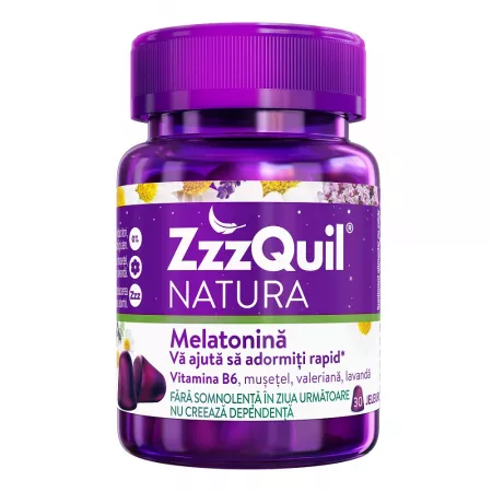 Zzzquil Natura Melatonina+B6, 30 jeleuri, Zzzquil