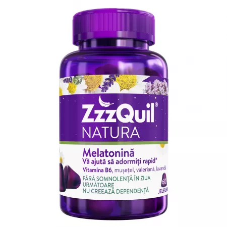 Zzzquil Natura Melatonina+B6, 60 jeleuri, Zzzquil