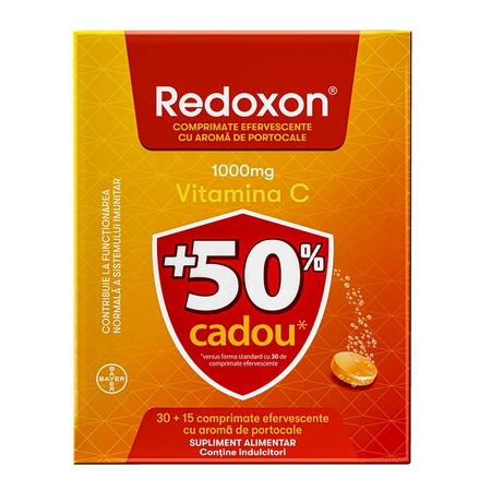 Redoxon Vit C 1000mg portocala x 45 cp eff ( 3 tuburi ), Bayer