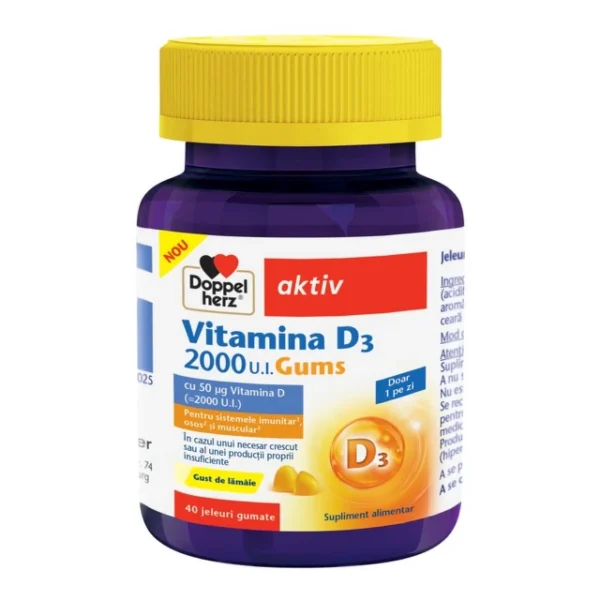 Doppelherz Vitamina D3 2000UI, 40 jeleuri gumate, Queisser