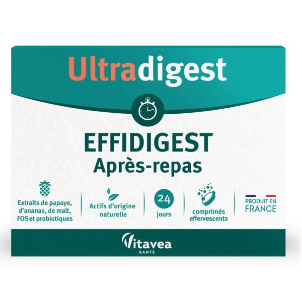 Probiotic pentru digestie si colon iritabil, Ultradigest Effidigest Apres-Repas, 24 cp efervescente, Vitavea