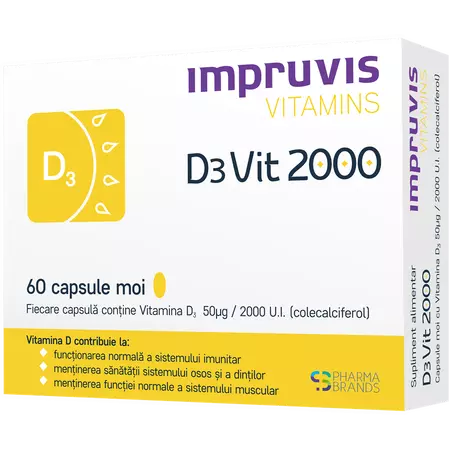 Impruvis Vit. D3 2000UI , 60 capsule, Pharma Brands