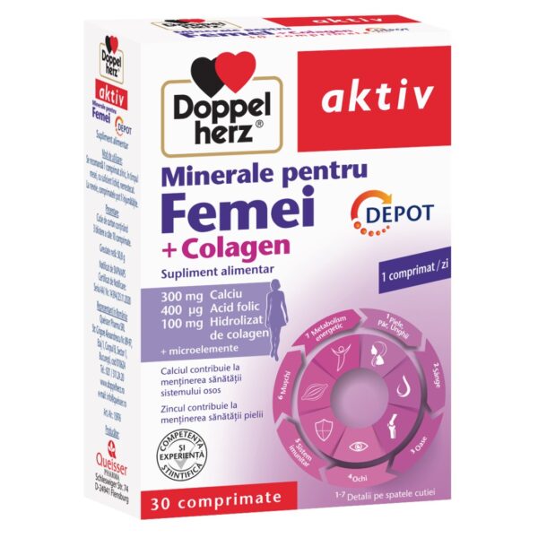 Doppelherz Minerale + Colagen pentru femei, 30 comprimate, Queisser