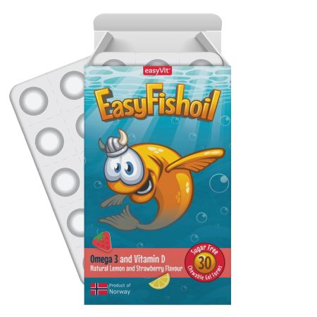 Omega 3 si Vitamina D pentru copii Easy Fishoil, 30 comprimate, EasyVit