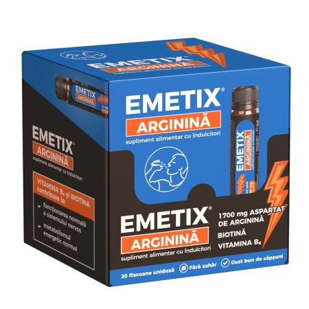 Emetix Arginina solutie, 20 flacoane, 25ml, Fiterman Pharma
