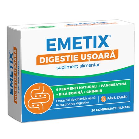 Emetix Digestie usoara, 20 comprimate ( Digex plus), Fiterman Pharma