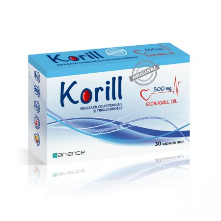 Korill, ulei pur de krill 500 mg, 30 capsule, Sanience