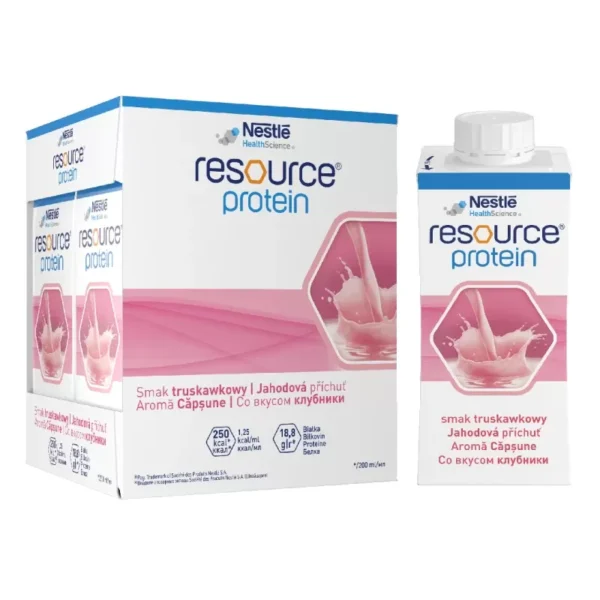 Nestle Resource protein capsuni, 4 flacoane, 200ml, Nestle