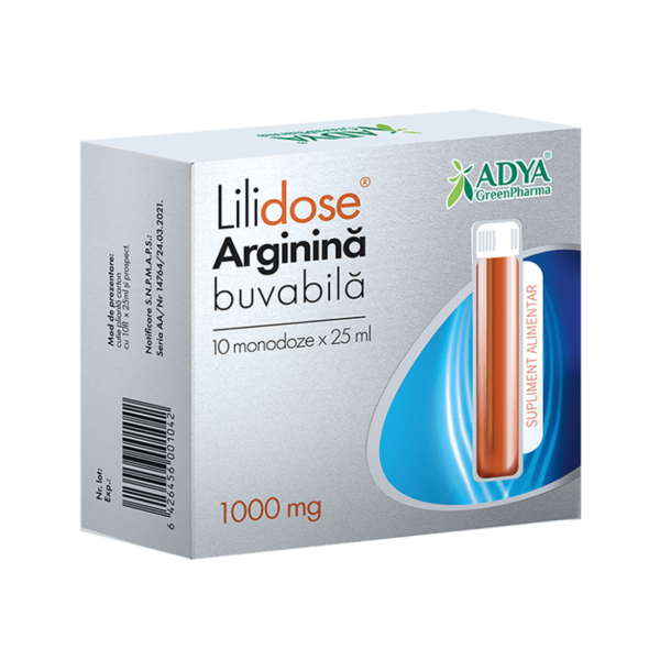 Arginina buvabila Lilidose 1000mg, 10 monodoze x 25 ml, Adya