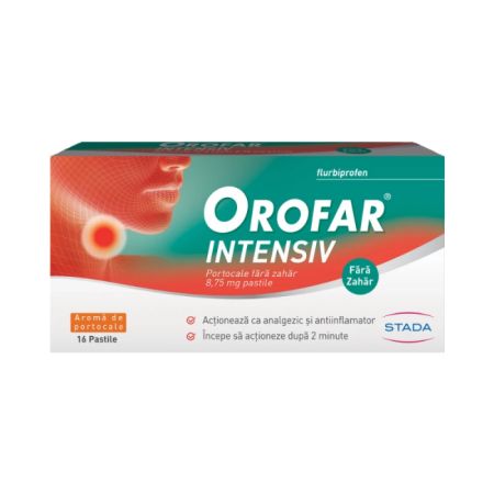 Orofar Intensiv Portocale, 8,75mg fara zahar, 16 comprimate, Stada