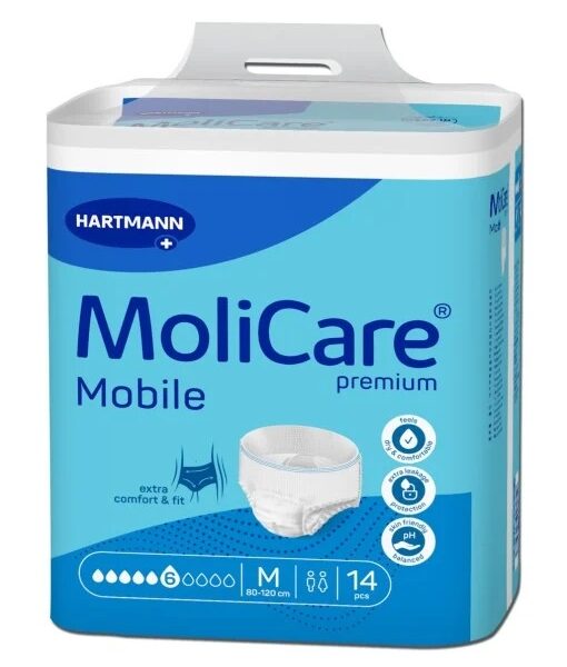 Slip pentru incontinenta urinara 6 picaturi Molicare Premium Mobile M, 14 bucati, Paul Hartmann
