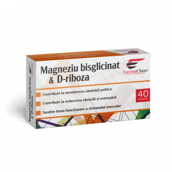 Magneziu Bisglicinat + D-Riboza, 40 capsule, Farmaclass