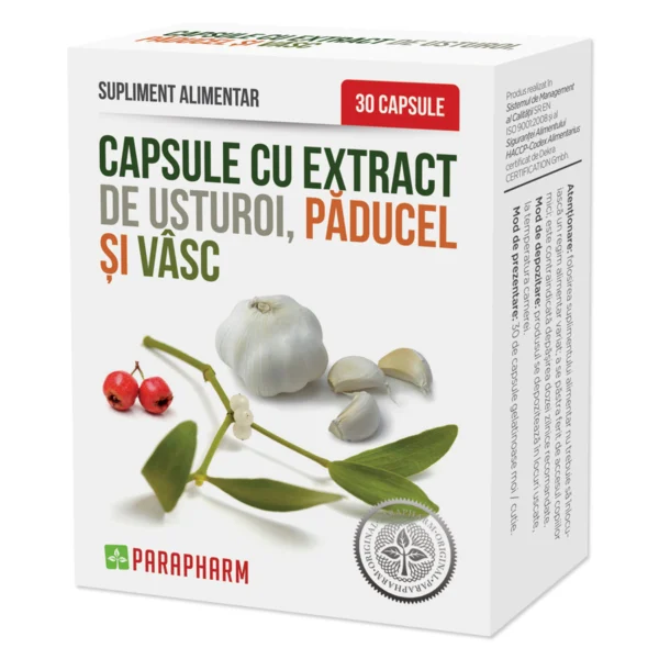 Capsule cu extract de Usturoi,Paducel si Vasc, 30 capsule, Parapharm