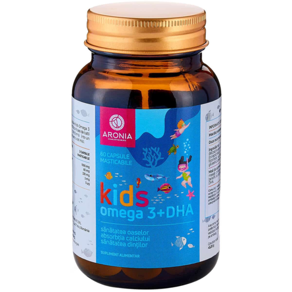 Kids Omega 3+ DHA cu aroma de tutti frutti, 60 capsule masticabile, Aronia Charlottenburg