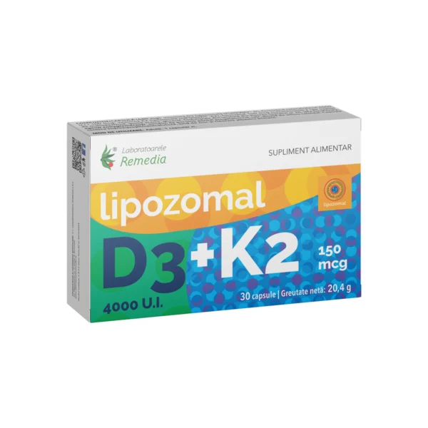 Lipozomal D3 4000 UI+K2 150 mcg, 30 capsule, Laboratoarele Remedia