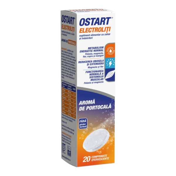 Ostart Electroliti cu aroma de portocala, 20 comrimate efervescente, Fiterman Pharma