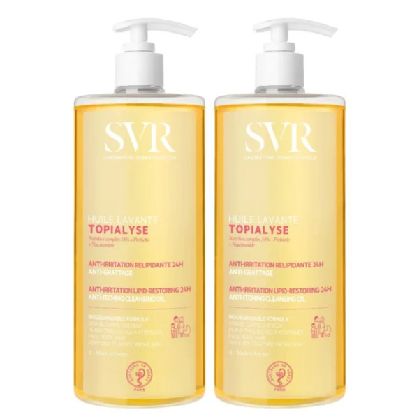 Pachet Ulei lavant pentru piele uscata si sensibila Topialyse 2x1000ml, PROMO, SVR
