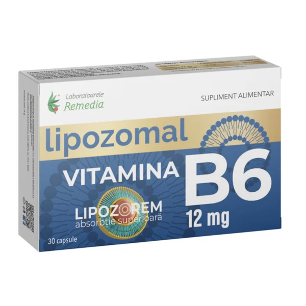 Vitamina B6 Lipozomala 12mg, 30 capsule, Laboratoarele Remedia