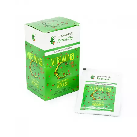 Vitamina C naturala extrasa din macese 1000 mg, 10 plicuri, Laboratoarele Remedia