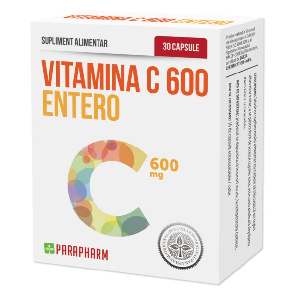 Vitamina C Entero 600 mg, 30 capsule, Parapharm