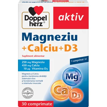 Magneziu+Calciu+D3, 30 comprimate, Doppelherz