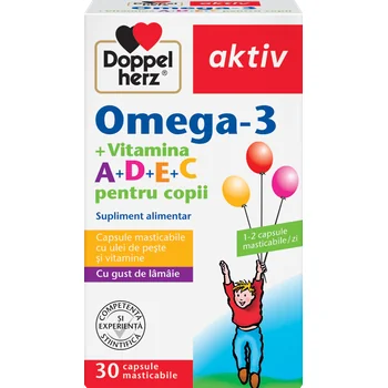 Omega 3 +Vitamina A+D+E+C pentru copii, 30 capsule masticabile, Doppelherz