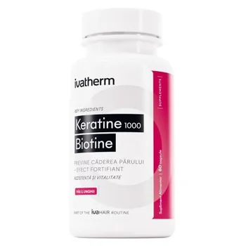 Keratine  pentru stimularea cresterii parului Ivahair, 1000mg, 60 capsule, Ivatherm