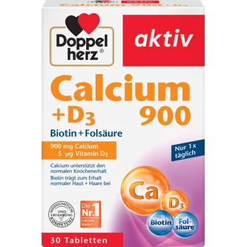 Calciu 900mg+D3+Biotina+Acid folic, 30 comprimate, Doppelherz