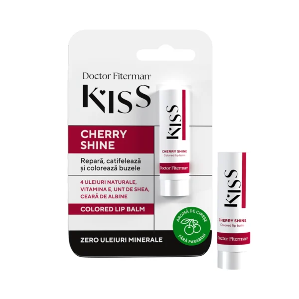 Balsam de buze cu aroma de cirese Cherry Shine Kiss, 4,5g, Fiterman Pharma