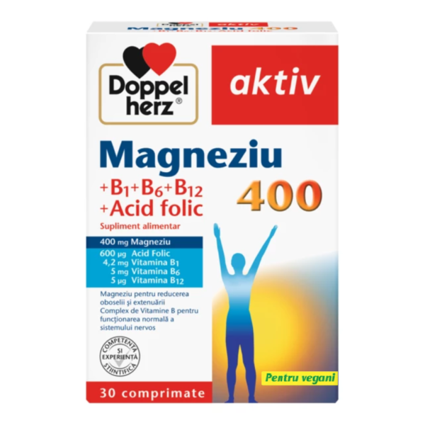 Magnesium 400+Acid Folic+Vitamina B1+B6+B12, 30 comprimate, Doppelherz