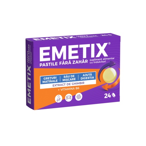 Emetix, 24 comprimate de supt fara zahar, Fiterman Pharma