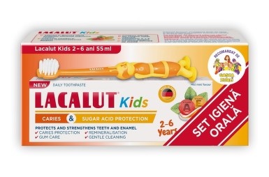 Pasta de dinti Lacalut Kids 2-6 ani, 55ml + Periuta Promo, Theiss Naturwaren