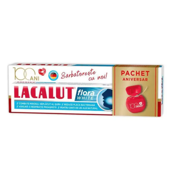 Pasta de dinti Lacalut Flora White 75ml+ata dentara, Theiss Naturwaren