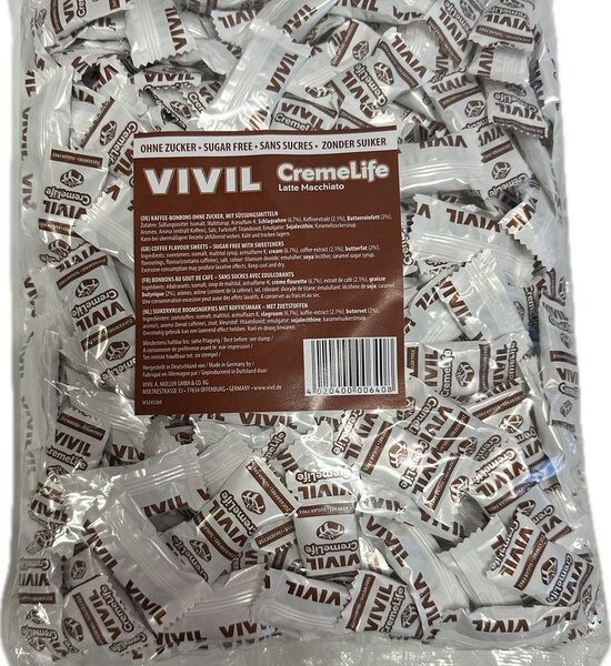 Bomboane fara zahar cu aroma de Latte Machiato fara, 1 kg, Vivil