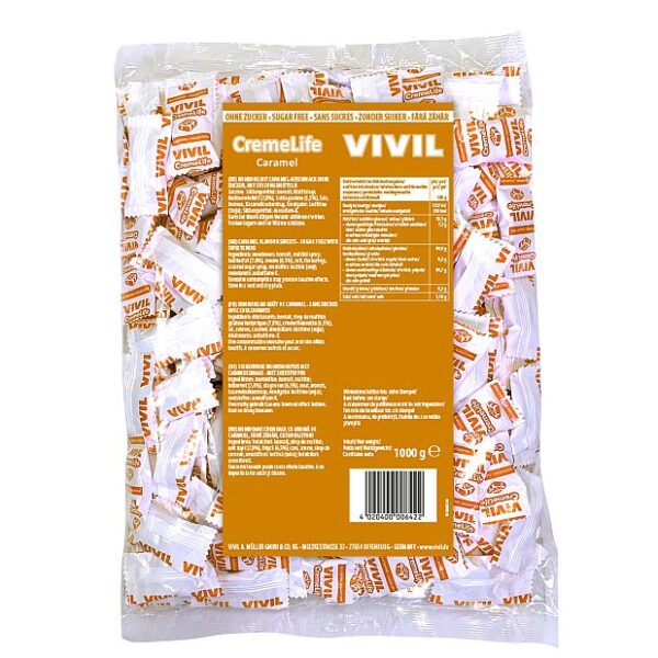 Bomboane cu aroma de caramel fara zahar,  1 kg, Vivil