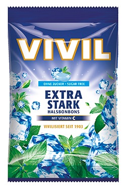 Bomboane fara zahar cu aroma de menta si vitamina c Extra Stark, 60g, Vivil