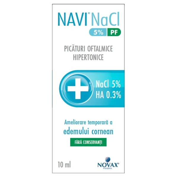 Picaturi oftalmice hipertonice Navi NaCl 5% PF ,10ml, Novax Pharma