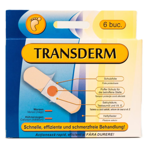 Plasturi pentru bataturi cu acid salicilic , 6 bucati, Transderm