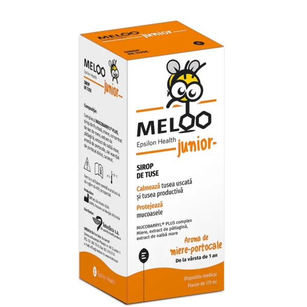 Sirop de tuse cu aroma de miere si portocale Meloo Junior, 175ml, Epsilon Health