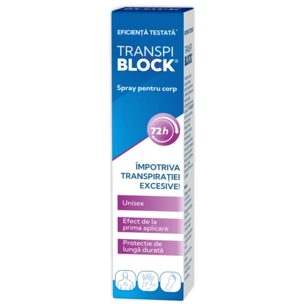Transpiblock spray pentru corp antiperspirant 72h, 150ml, Zdrovit