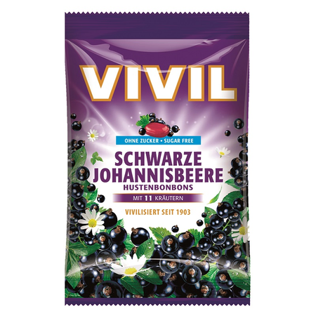 Bomboane fara zahar cu coacaze negre si vitamina c, 60g, Vivil