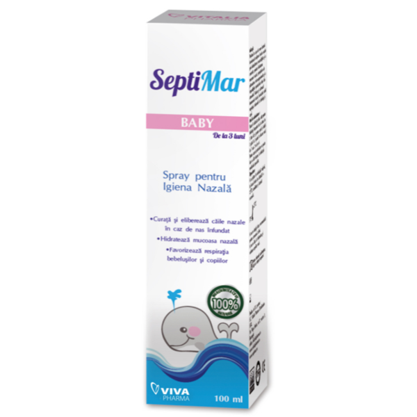 Spray pentru igiena nazala cu apa de mare izotona Septimar Baby, 100ml, Viva Pharma