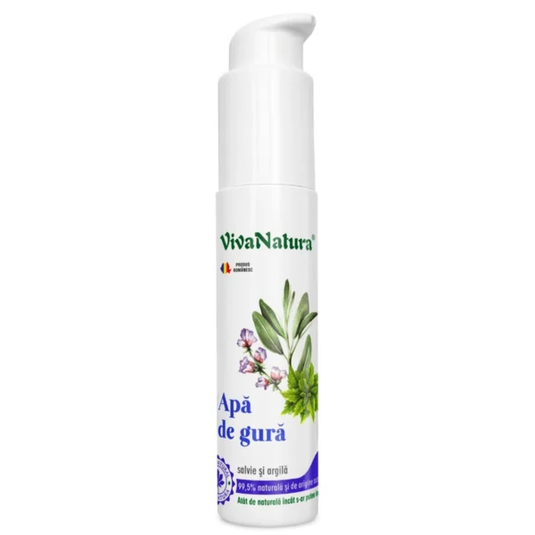 Apa de gura cu salvie si argila, 45ml, VivaNatura