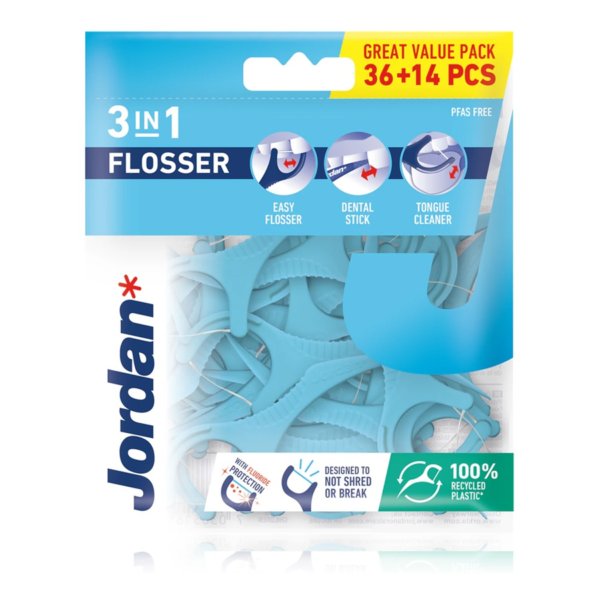 Ata dentara pentru adulti 3in1 Flossers, 50 bucati, Jordan