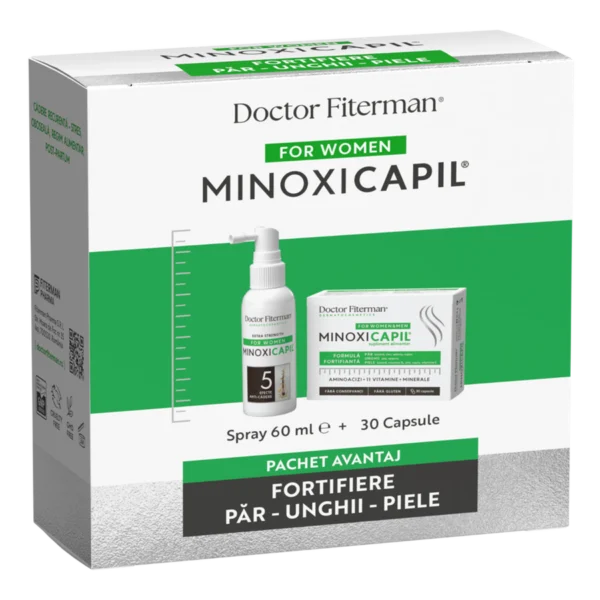 Pachet Minoxicapil Spray 60ml + 30 capsule, Women , Fiterman Pharma