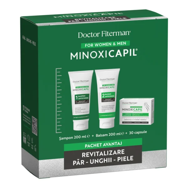 Pachet sampon 200ml + balsam 200ml + 30 capsule Minoxicapil, Fiterman Pharma