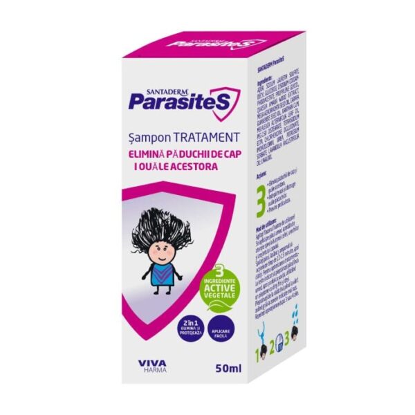 Sampon tratament impotriva paduchilor Parasites Santaderm, 50ml, Viva Pharma