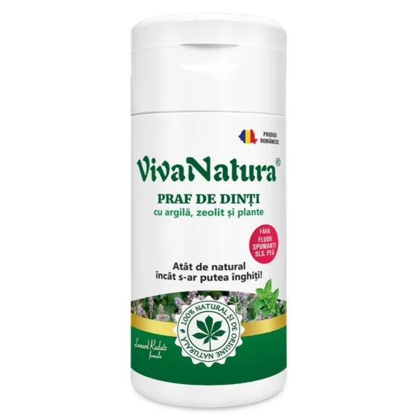 Praf de dinti natural cu argila si zeolit, 75g, VivaNatura