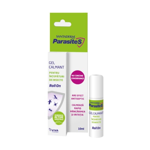 Gel tip roll on impotriva intepaturilor de insecte Santaderm Parasites, 10ml, Viva Pharma